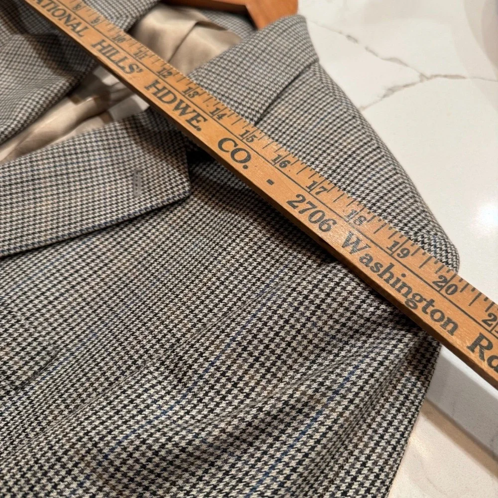 Lauren Ralph Lauren Silk Wool Houndstooth Sport Coat Blazer 42R Made in Canada